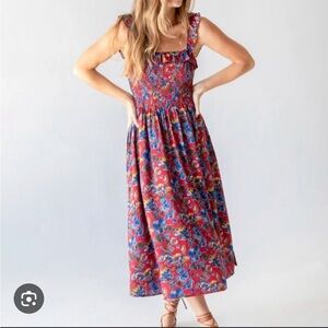 NATURAL LIFE Megan Smocked Midi Dress